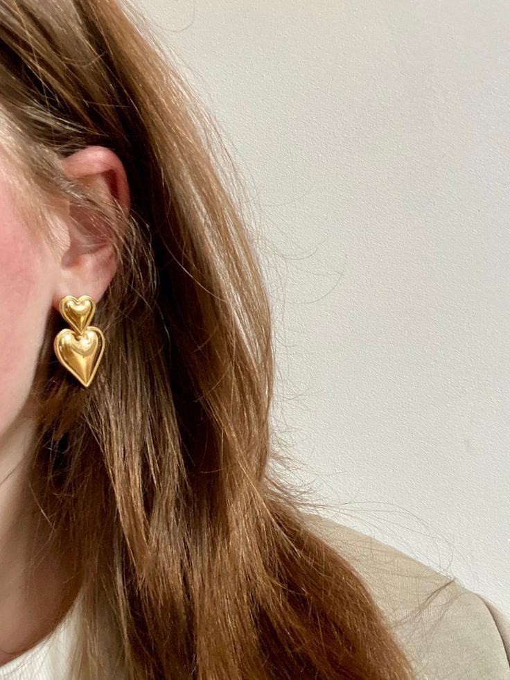 Heart on heart earrings