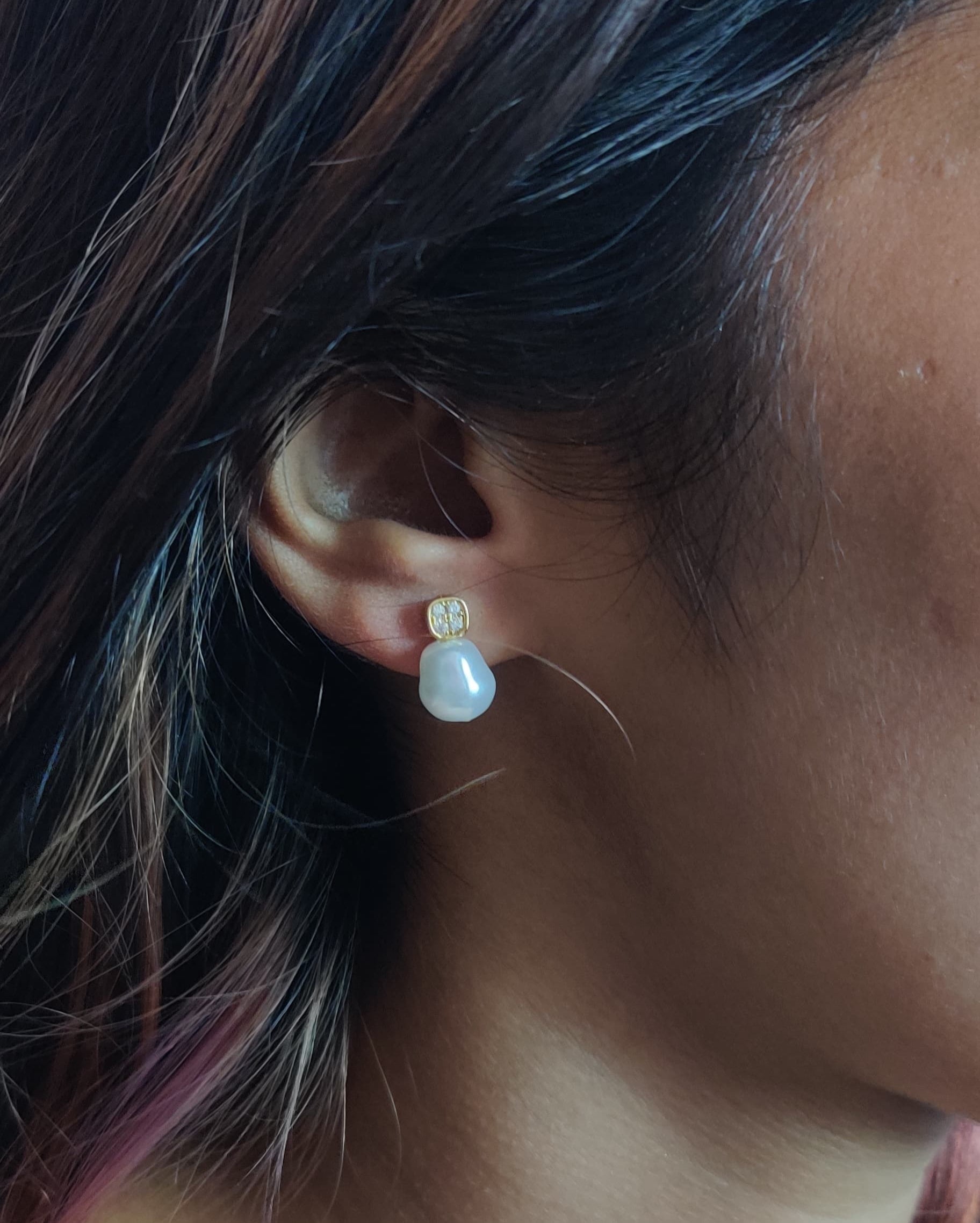 Pearl diamond earrings